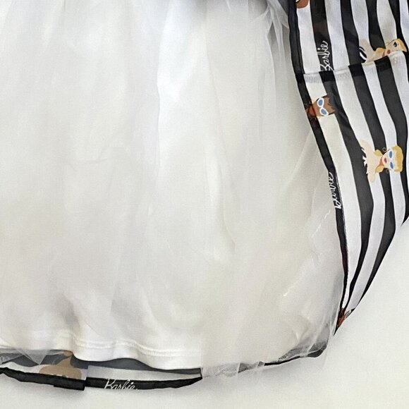 Target Girls' Barbie Retro Character Chiffon Dress White/Black Sleeveless Size M - Picture 6 of 7